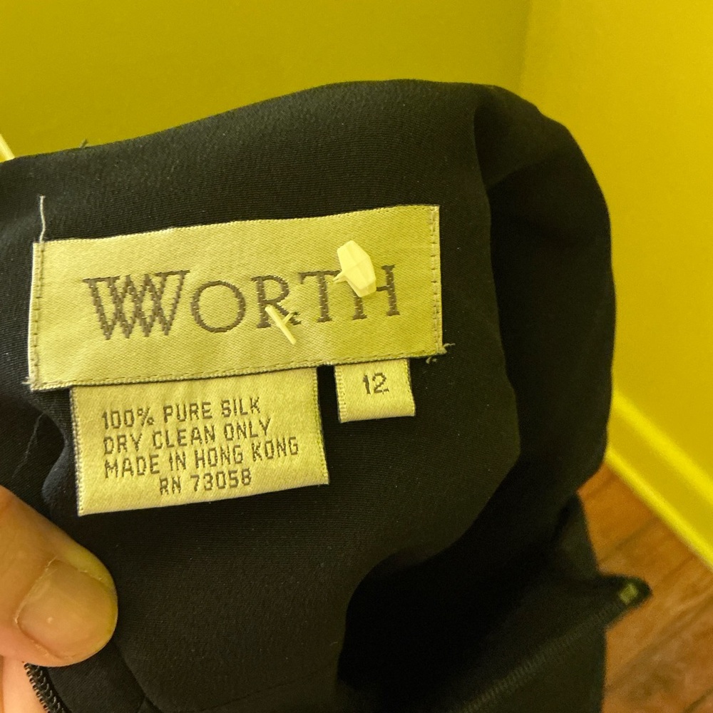 Vintage Worth 80s 90s Silk Black Mini Dress - Picture 5 of 5